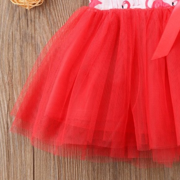 Dress girl girls flamingo cute red white tutu - Picture 3 of 5